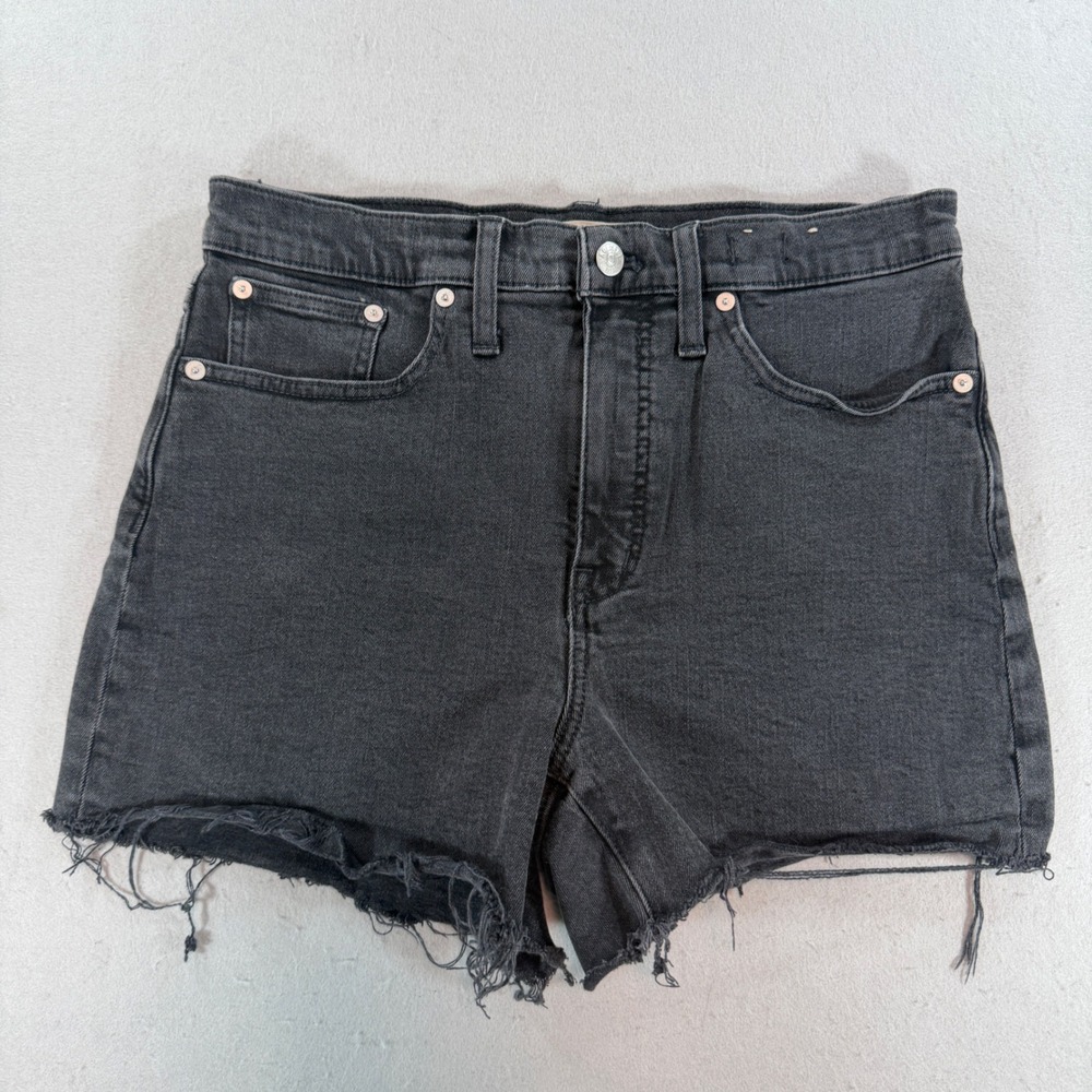 Madewell High-Rise Denim Shorts‎ Women's 29 Black Frayed Raw Hem